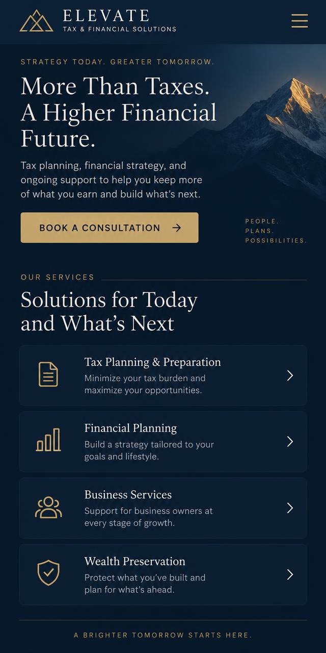 Elevate mobile layout concept