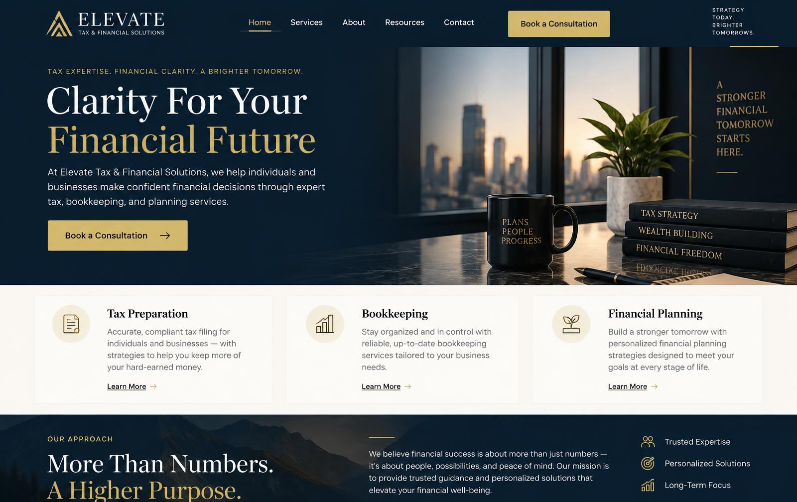 Elevate Tax & Financial Solutions desktop homepage concept